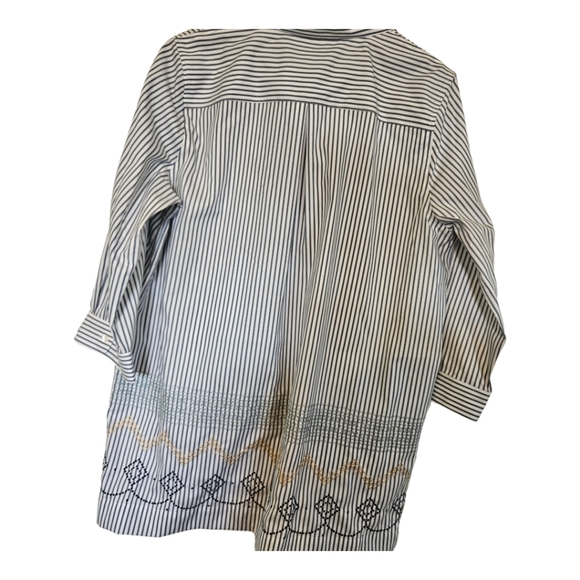 Coldwater Creek Tunic Shirt Embroidered Stripe Pullover with Buttons XL NWT - Picture 5 of 9